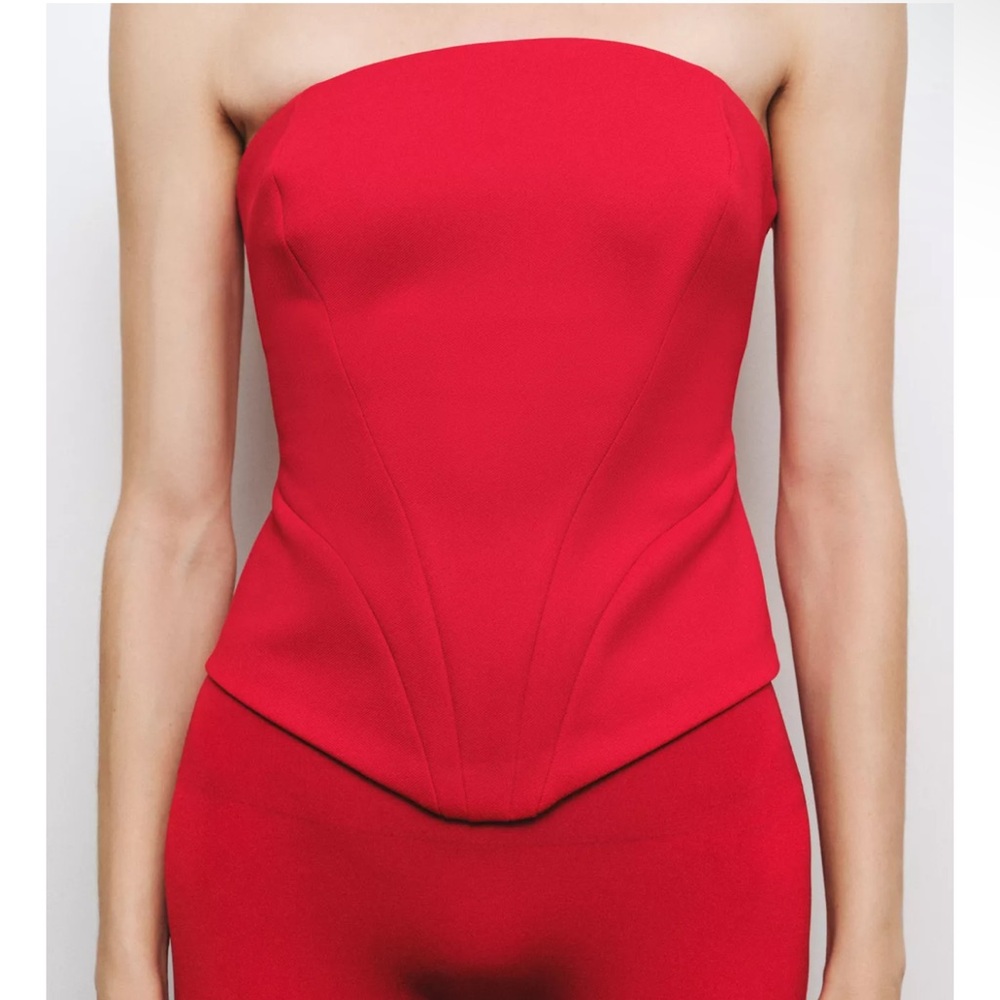 Red Strapless Top